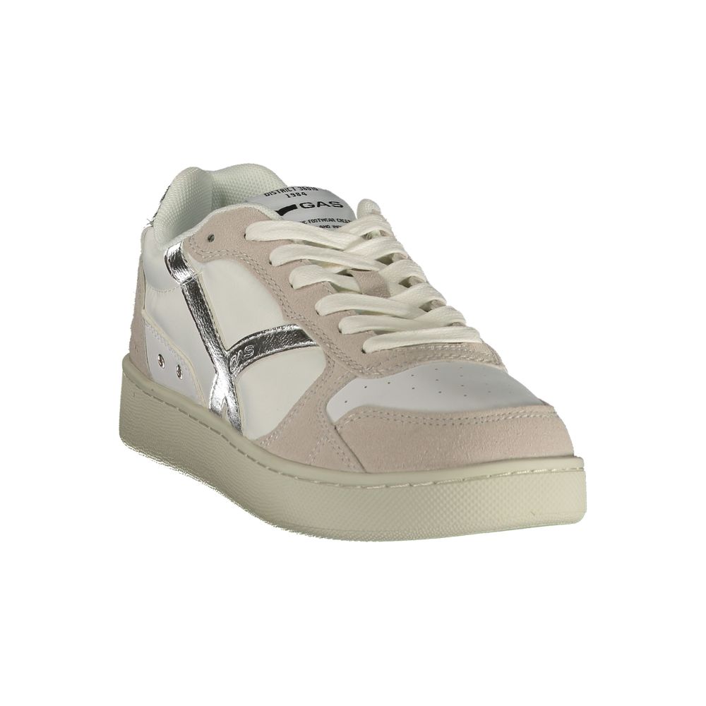 White Gas polyurethane women’s sneakers with stylish design and comfortable fit, featuring a sleek, modern look.
