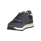 Gas Blu Polyester men's sneaker with blue and black design, featuring breathable fabric and stylish athletic footwear.