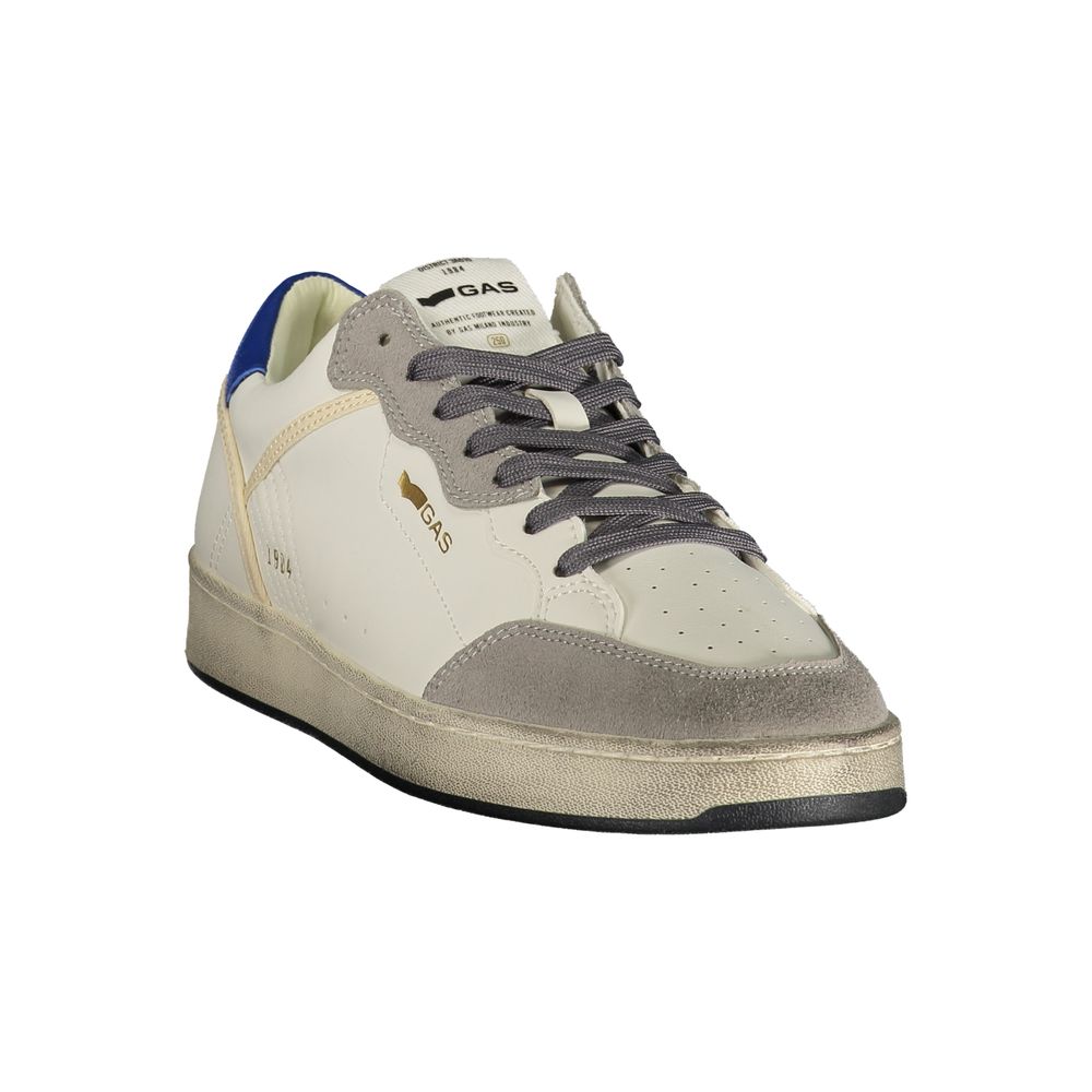 Gas white polyurethane men's sneaker with sleek design and white rubber sole, versatile casual footwear.