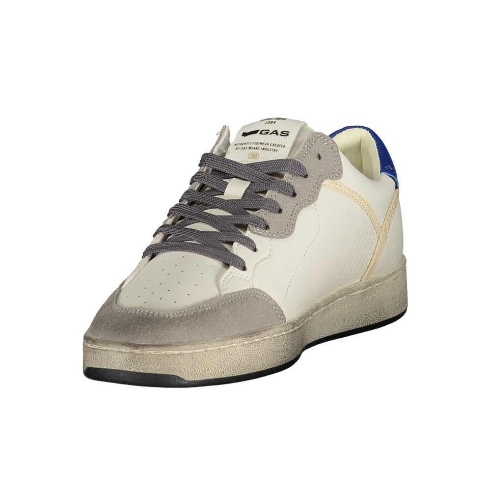 White Gas polyurethane men's sneaker with sleek design and comfortable fit, featuring a modern sporty look and durable construction.
