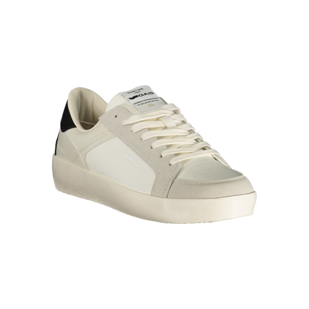 White Gas polyurethane men's sneaker with sleek design and durable rubber sole, casual footwear for everyday wear.