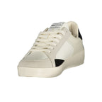 White Gas polyurethane men's sneaker with sporty design and breathable upper, featuring lace-up closure and rubber sole.