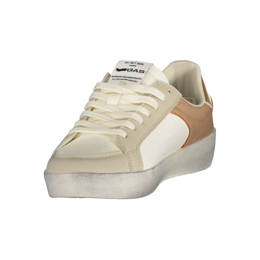 Gas Bianco Polyurethane women's sneaker with white design, featuring a sleek silhouette and comfortable rubber sole.