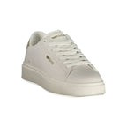 White Gas polyurethane women's sneakers with sleek design and comfortable fit, featuring stylish laces and rubber outsole.