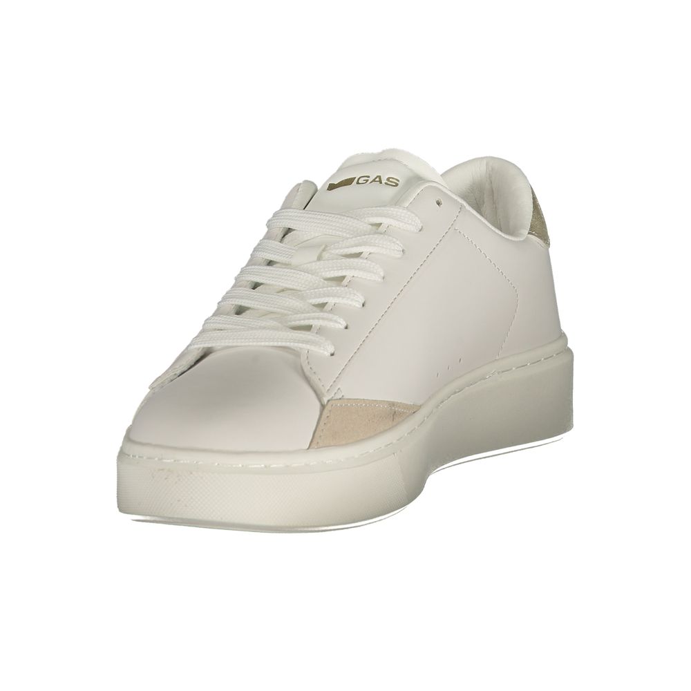 White polyurethane women’s sneakers by Gas featuring a sleek design and comfortable fit.