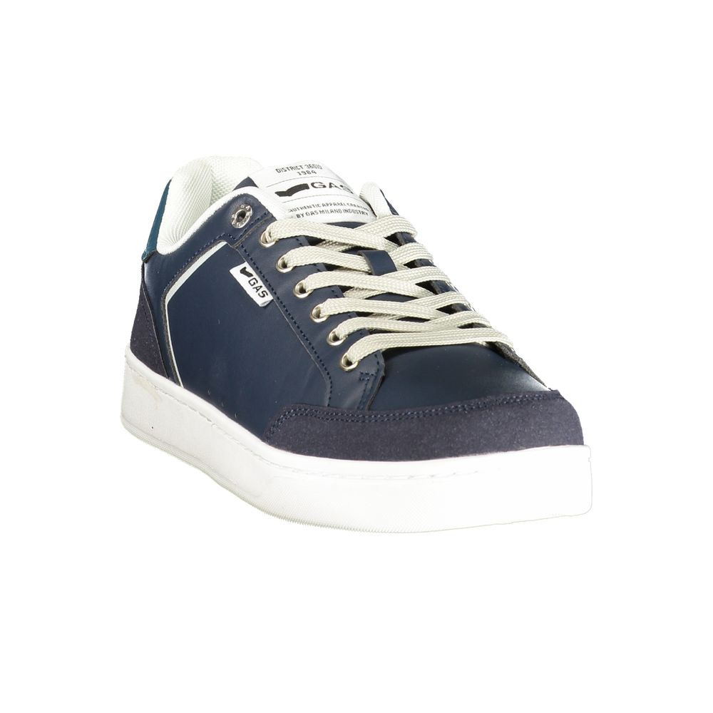 Blue Gas polyurethane men's sneaker with white sole and breathable mesh accents, casual athletic footwear.