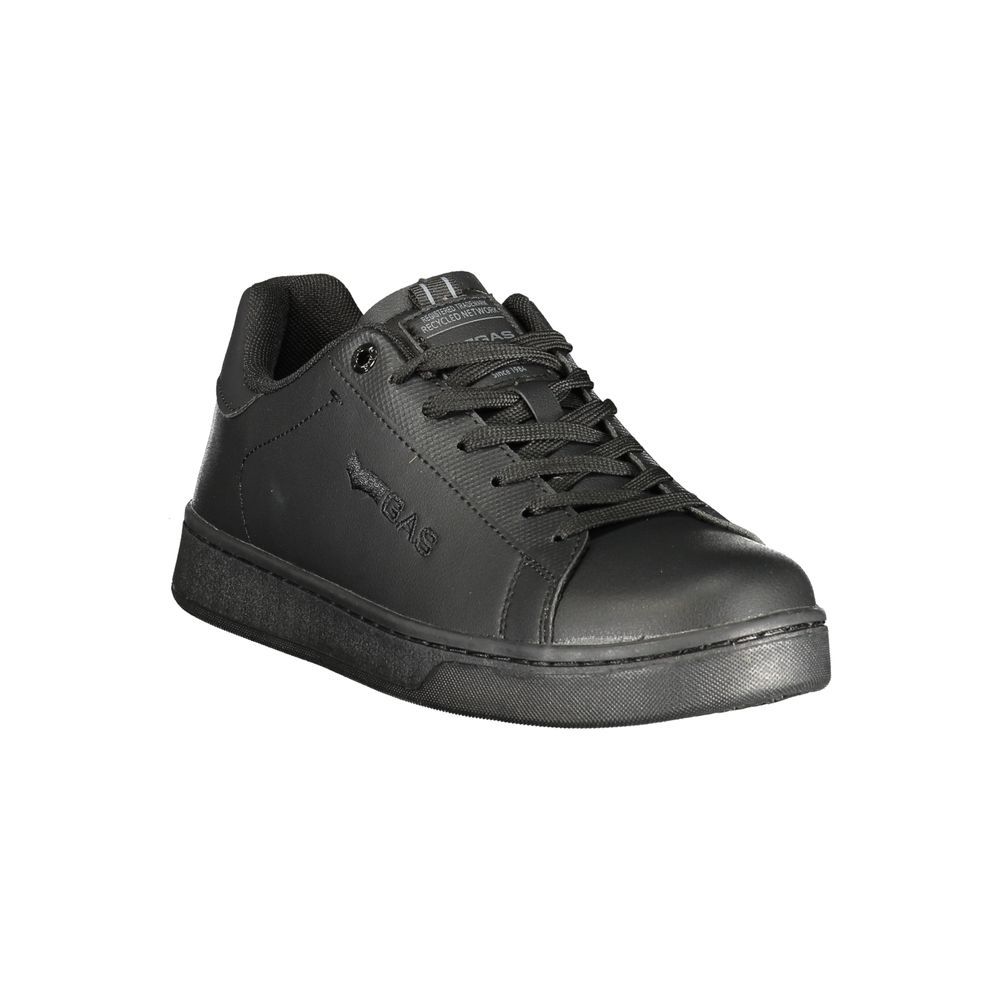 Gas black polyurethane men's sneaker with sleek design, lace-up closure, and rubber sole, ideal for casual wear.