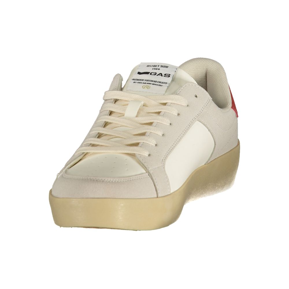White Gas polyurethane men's sneaker with gas white design, featuring a sleek low-top style and durable rubber sole.