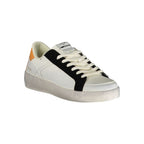 Gas white polyurethane men's sneaker with lace-up design and sporty style, shown from a side view.