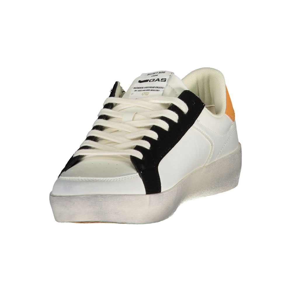 White Gas polyurethane men's sneaker with breathable design and stylish sporty look, featuring lace-up closure and cushioned sole.
