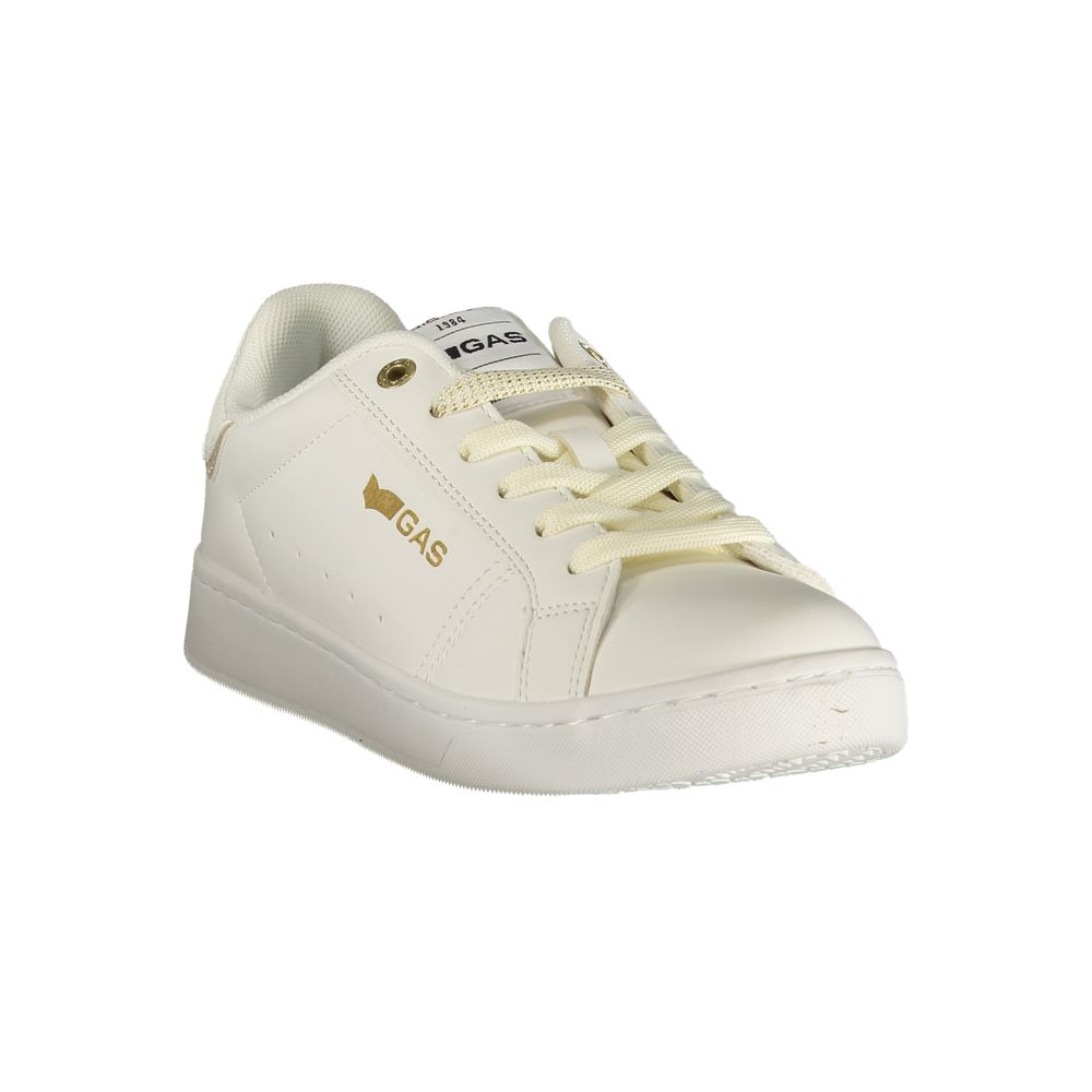 Gas Bianco polyurethane women’s sneakers featuring a sleek white design, lace-up closure, and comfortable casual style.