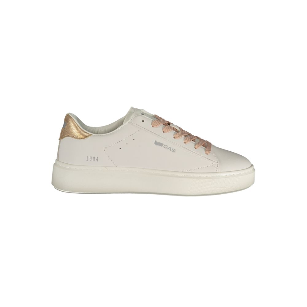 Gas Bianco polyurethane women's sneaker featuring white design with laced closure and sporty sole for casual wear.