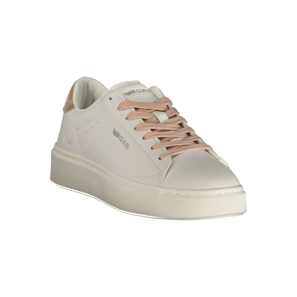 Gas Bianco polyurethane women’s sneakers with white design and lace-up closure, casual athletic footwear for women.