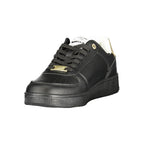 Gas black polyurethane women’s sneakers with sleek design and comfortable fit, featuring stylish laces and modern athletic look.