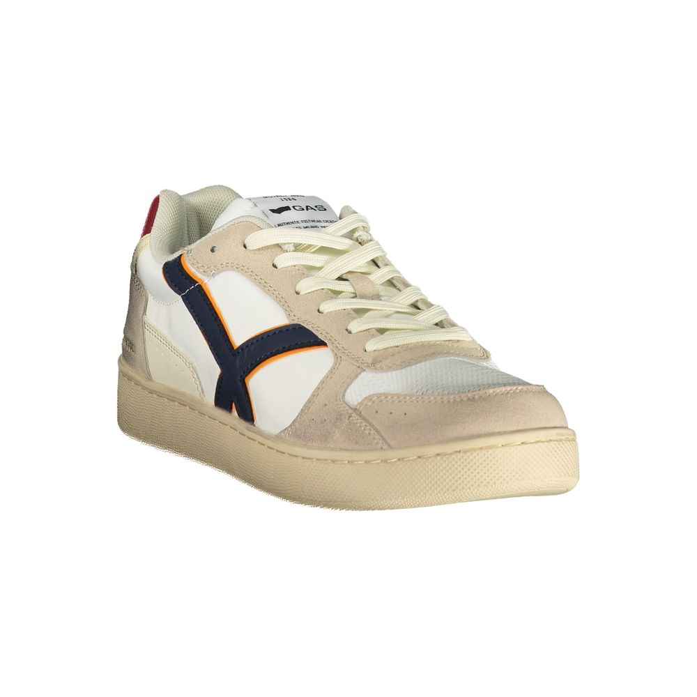 Gas Bianco polyurethane men's sneaker with white design and breathable laces, stylish casual footwear for everyday wear.