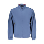 Norway 1963 blue cotton men's jacket displayed on a hanger, featuring a classic design with a front zipper and collar.