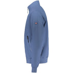 Norway 1963 blue cotton men's jacket displayed flat, showing front view with collar and button details.