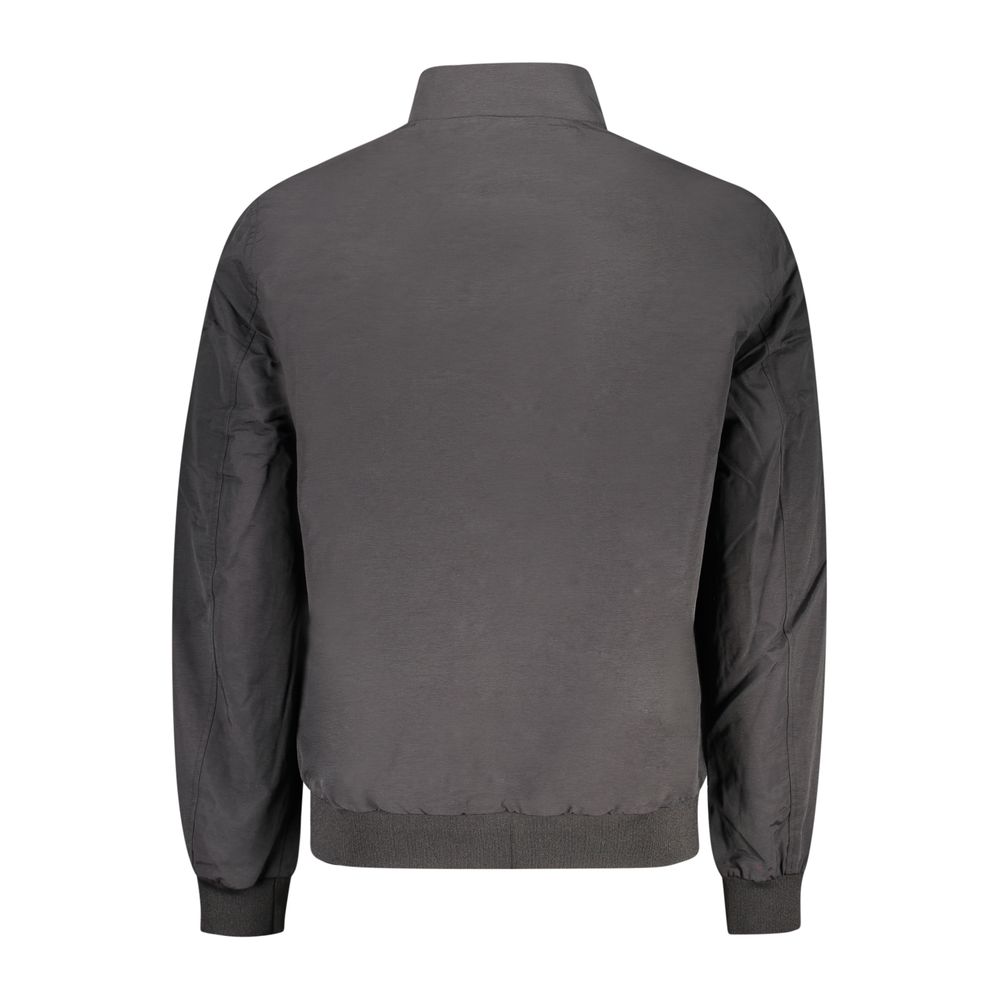 Norway 1963 Nero cotton men's jacket with a classic fit and button-front closure, shown in black fabric.