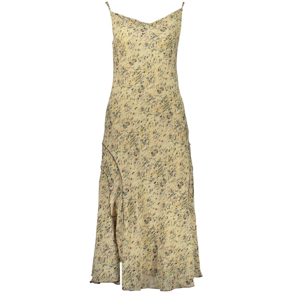 Beige Desigual women's polyester dress with stylish design and relaxed fit, perfect for casual or semi-formal occasions.