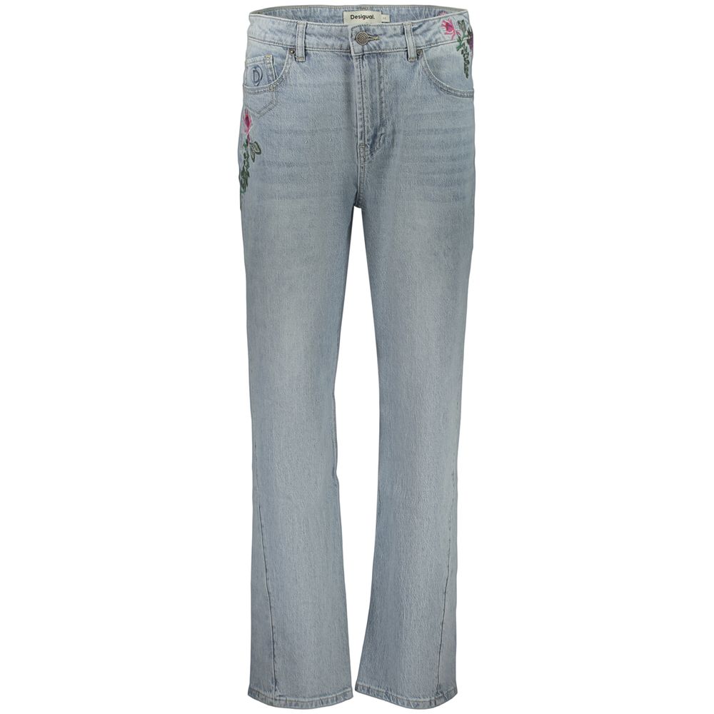 Desigual Azzurro cotton women's jeans showing a classic fit and blue denim fabric with visible stitching and front pockets.