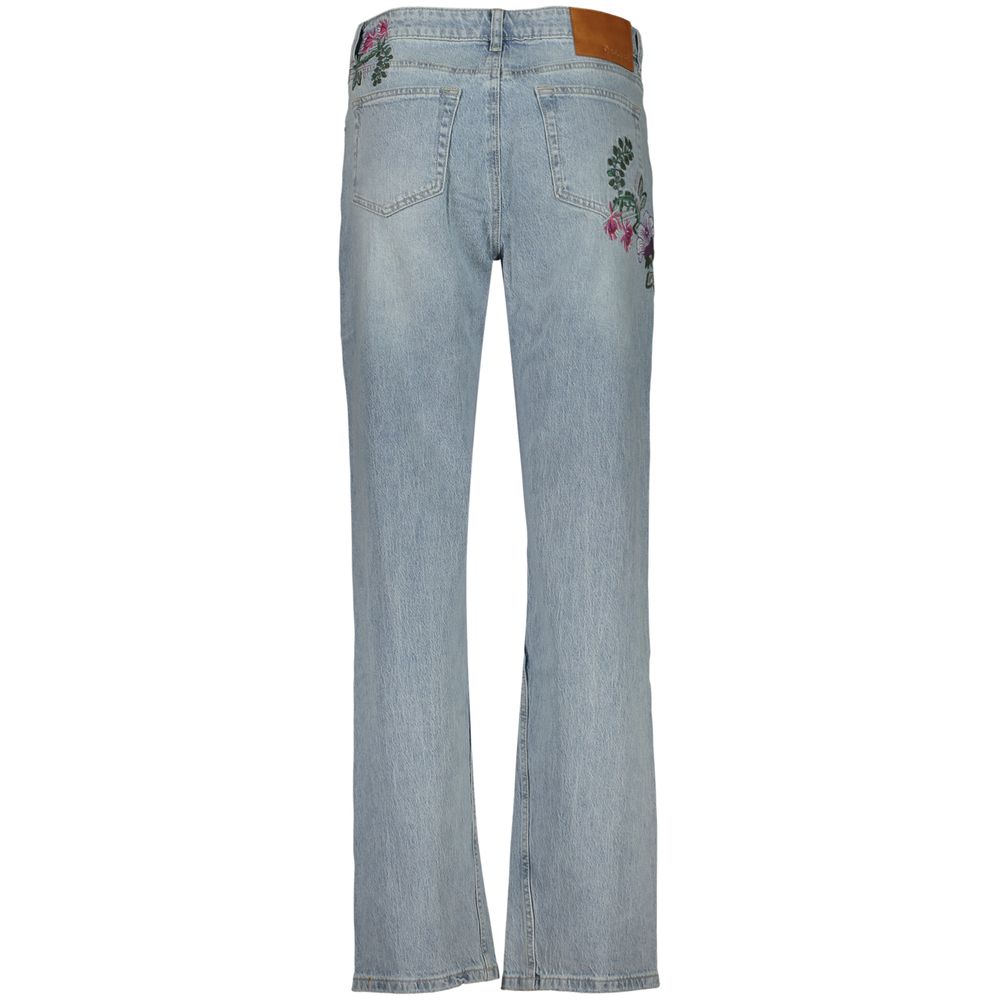 Desigual Azzurro cotton women's jeans featuring a classic blue denim design and a relaxed fit.