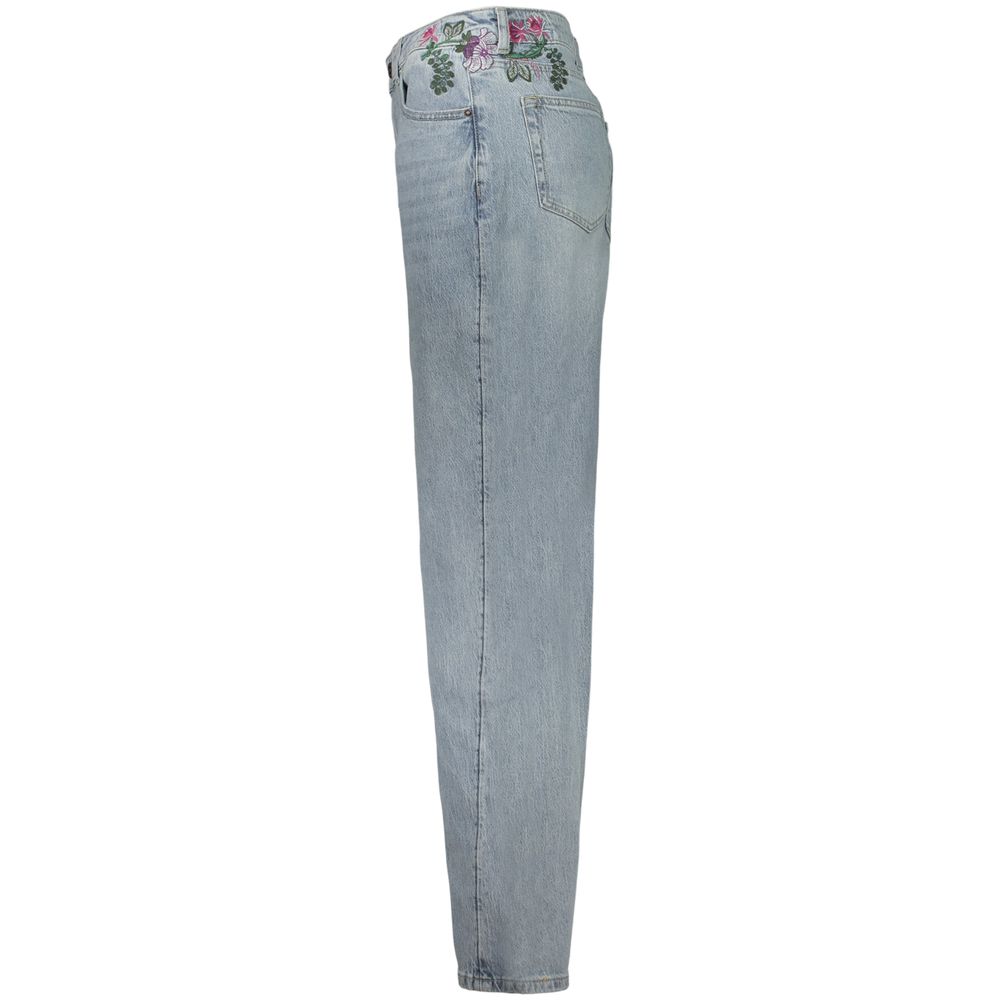 Desigual Azzurro cotton women's jeans, showcasing classic blue denim with a relaxed fit and subtle stitching details.