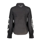 Desigual Nero cotton women’s shirt, featuring a stylish design with a collar and long sleeves, perfect for casual wear.