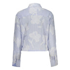 Desigual Azzurro cotton women’s shirt with a relaxed fit and colorful pattern, featuring a collar and button front.