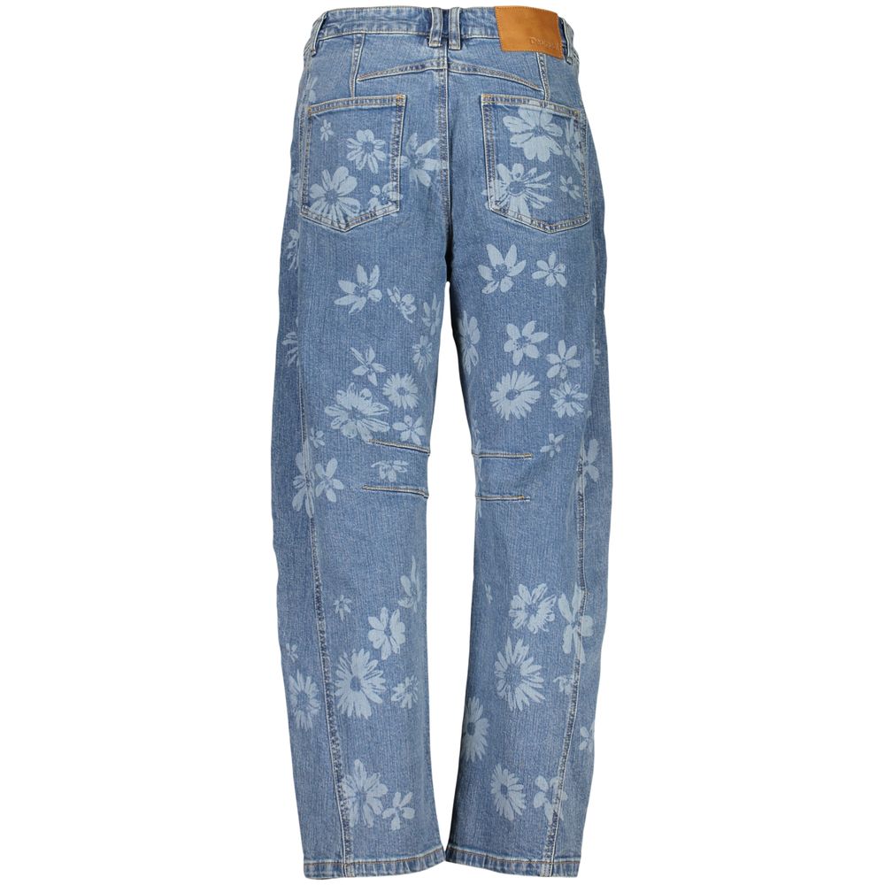 Desigual Azzurro cotton women's jeans showing a classic fit with light blue denim and subtle stitching details.