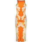 Desigual Arancione viscose women's dress featuring a vibrant orange color and stylish, flowing design.