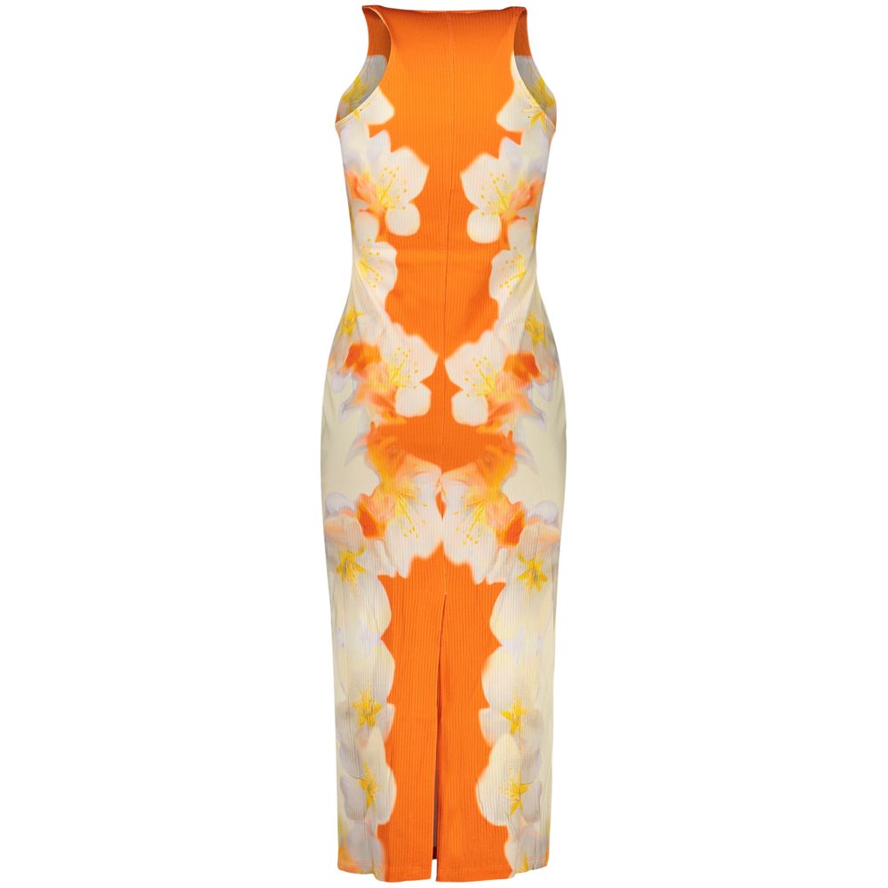 Desigual Arancione viscose women's dress featuring a vibrant orange color and stylish, flowing design.