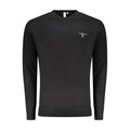 Black cotton men's sweater from Accademia Militare featuring a classic crew neck and ribbed cuffs.