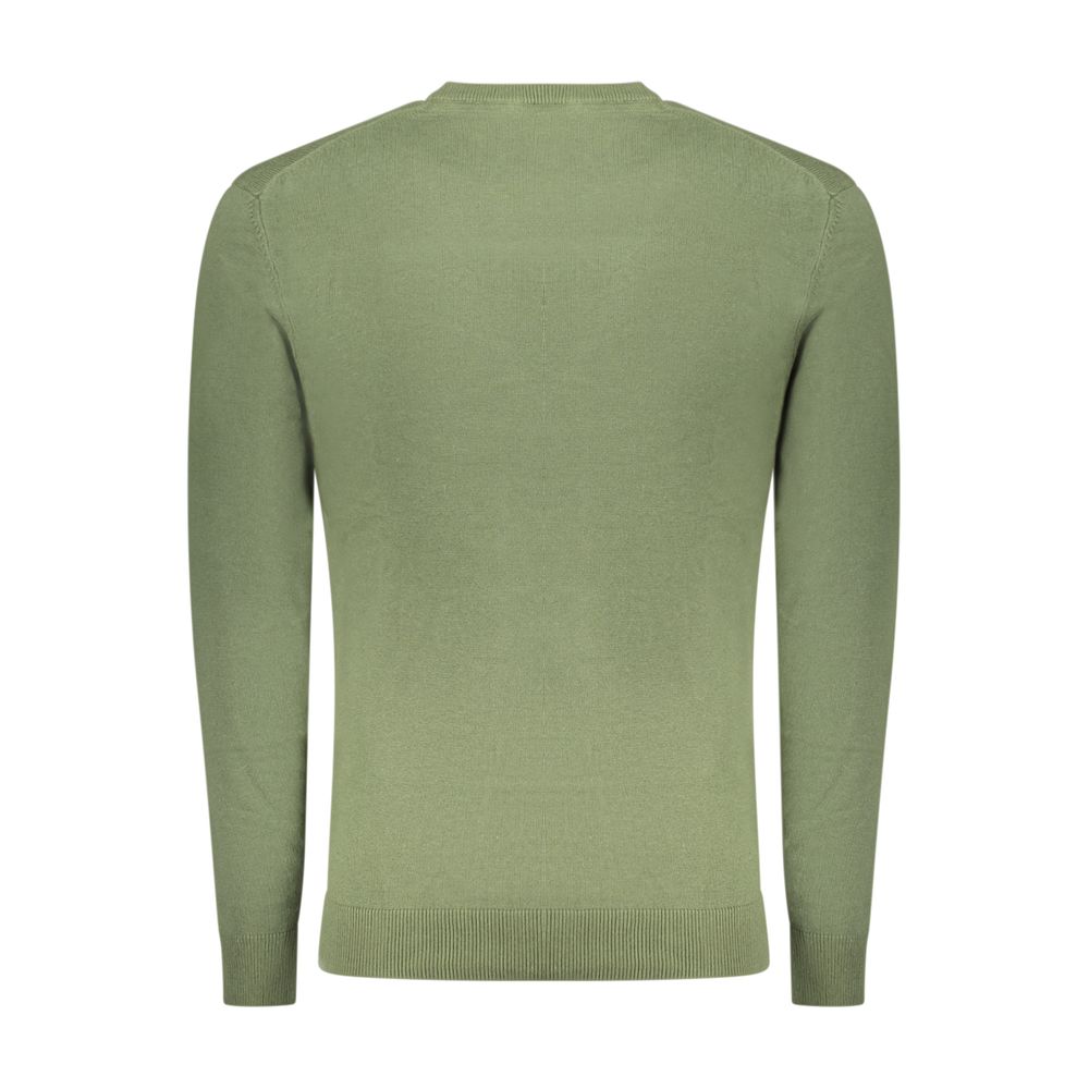Accademia Militare green cotton men's sweater featuring a classic crew neck and ribbed cuffs, casual and stylish for everyday wear.