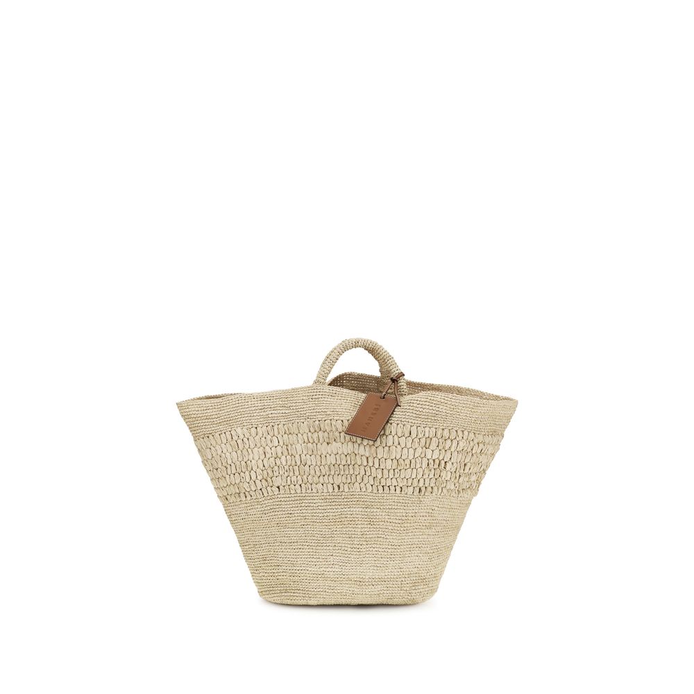 Manebi Beige Raffia Handbag Manebi