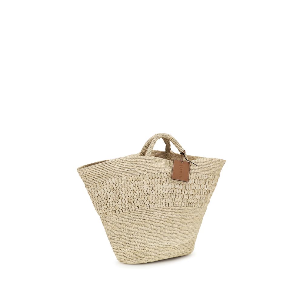 Manebi Beige Raffia Handbag Manebi