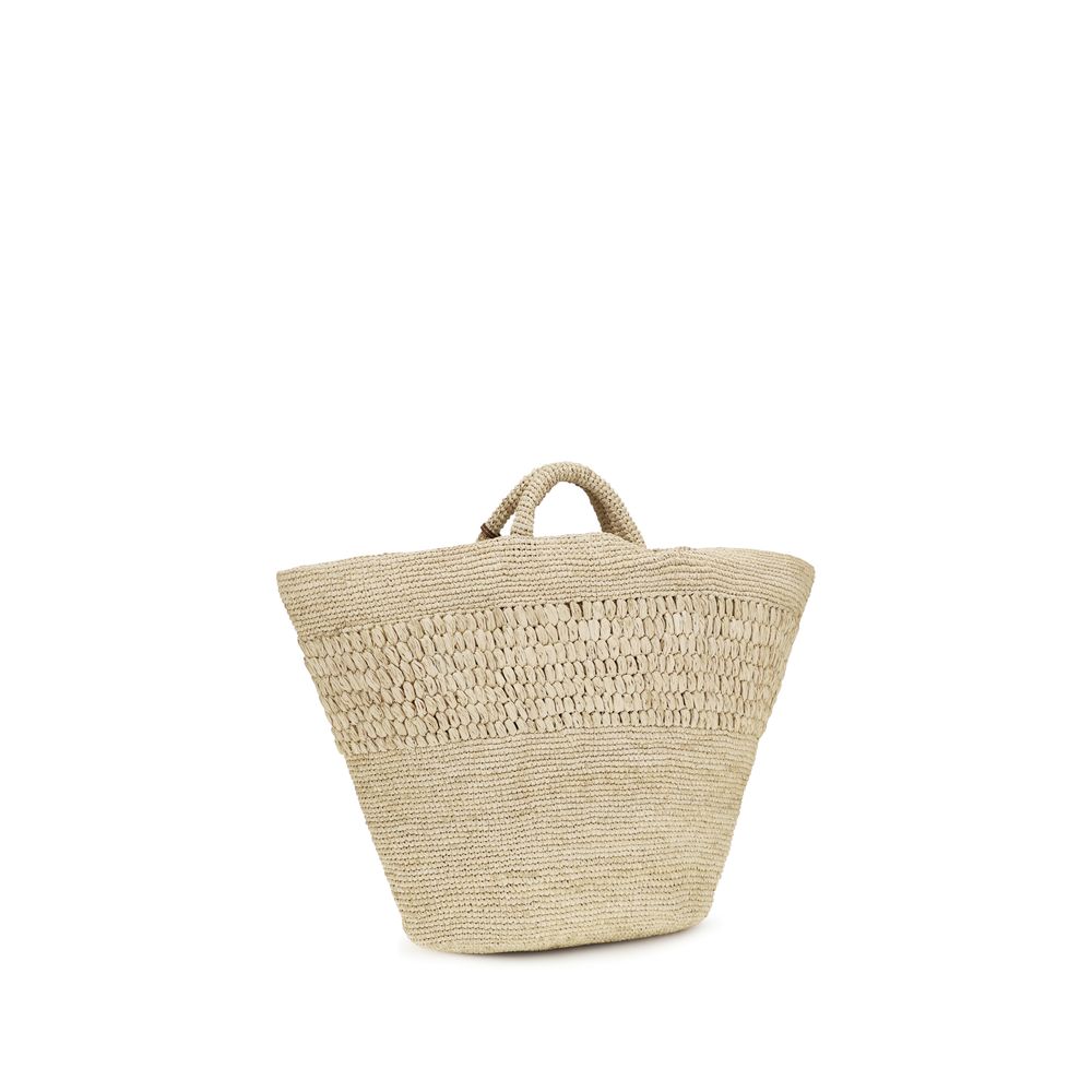 Manebi Beige Raffia Handbag Manebi
