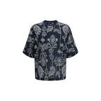 Giorgio Armani multicolor cotton T-shirt with vibrant pattern, short sleeves, and classic crew neck.