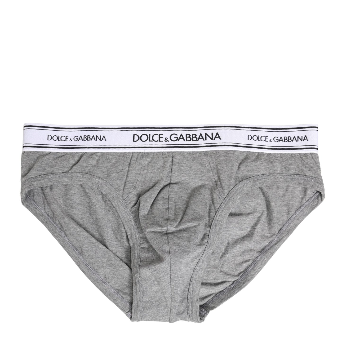 Dolce & Gabbana Gray Logo Waistband Men Midi Brief Underwear