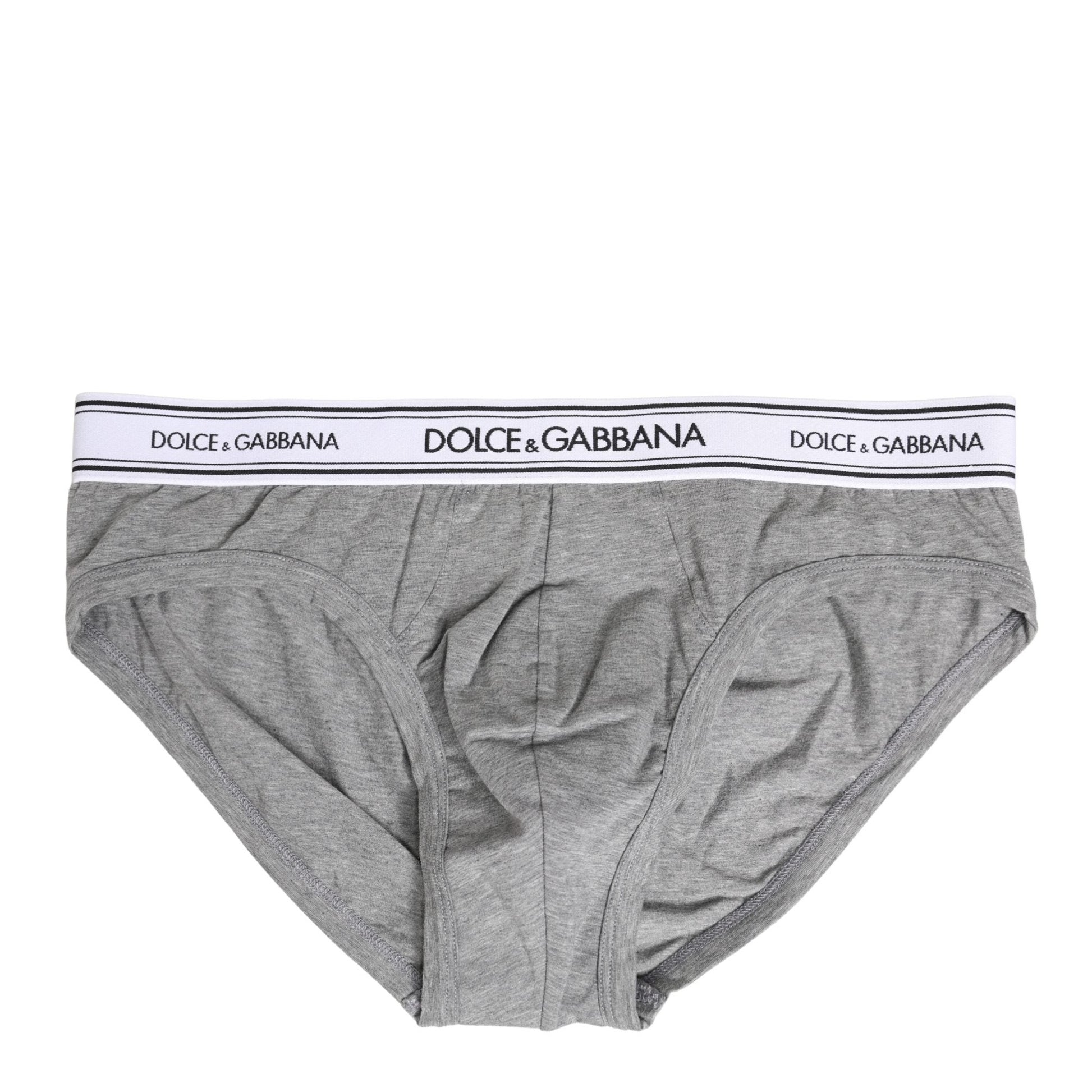 Dolce & Gabbana Gray Logo Waistband Men Midi Brief Underwear