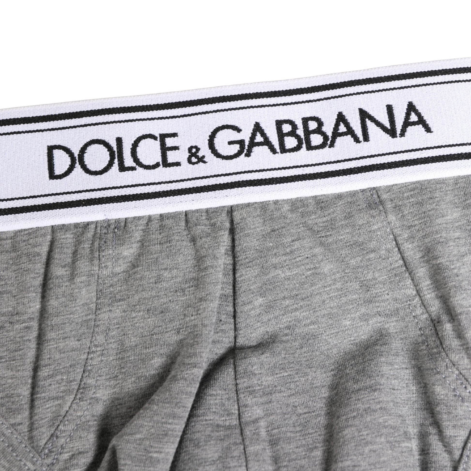 Dolce & Gabbana Gray Logo Waistband Men Midi Brief Underwear