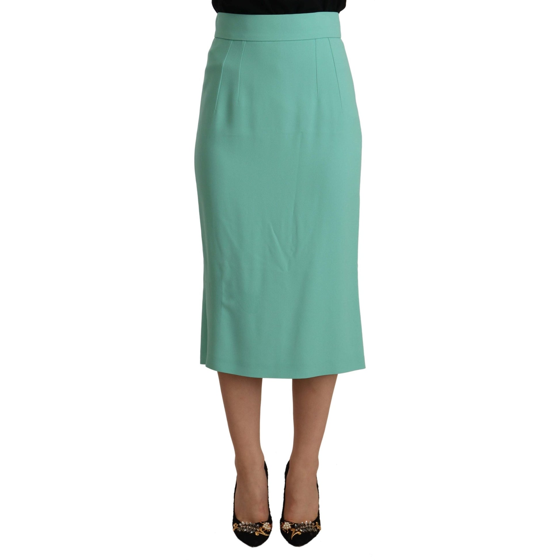 Dolce & Gabbana Mint Green Viscose Pencil Cut Midi Skirt