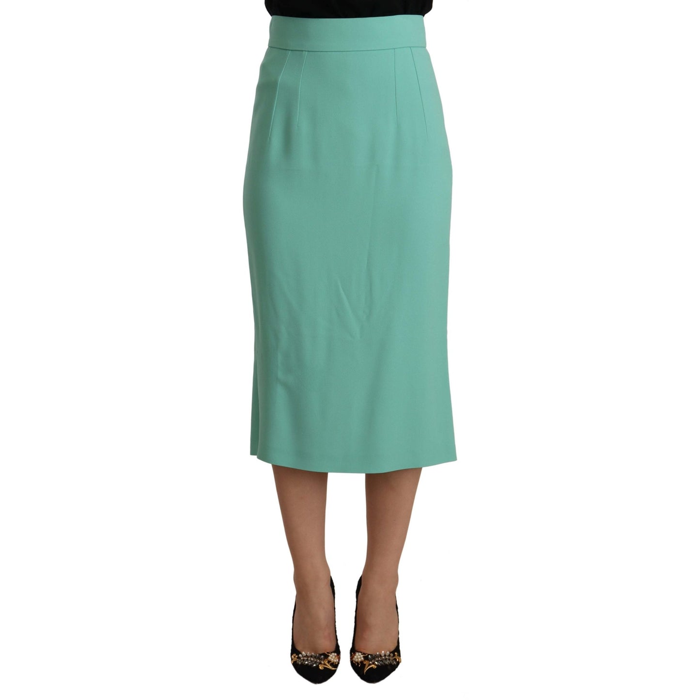 Dolce & Gabbana Mint Green Viscose Pencil Cut Midi Skirt