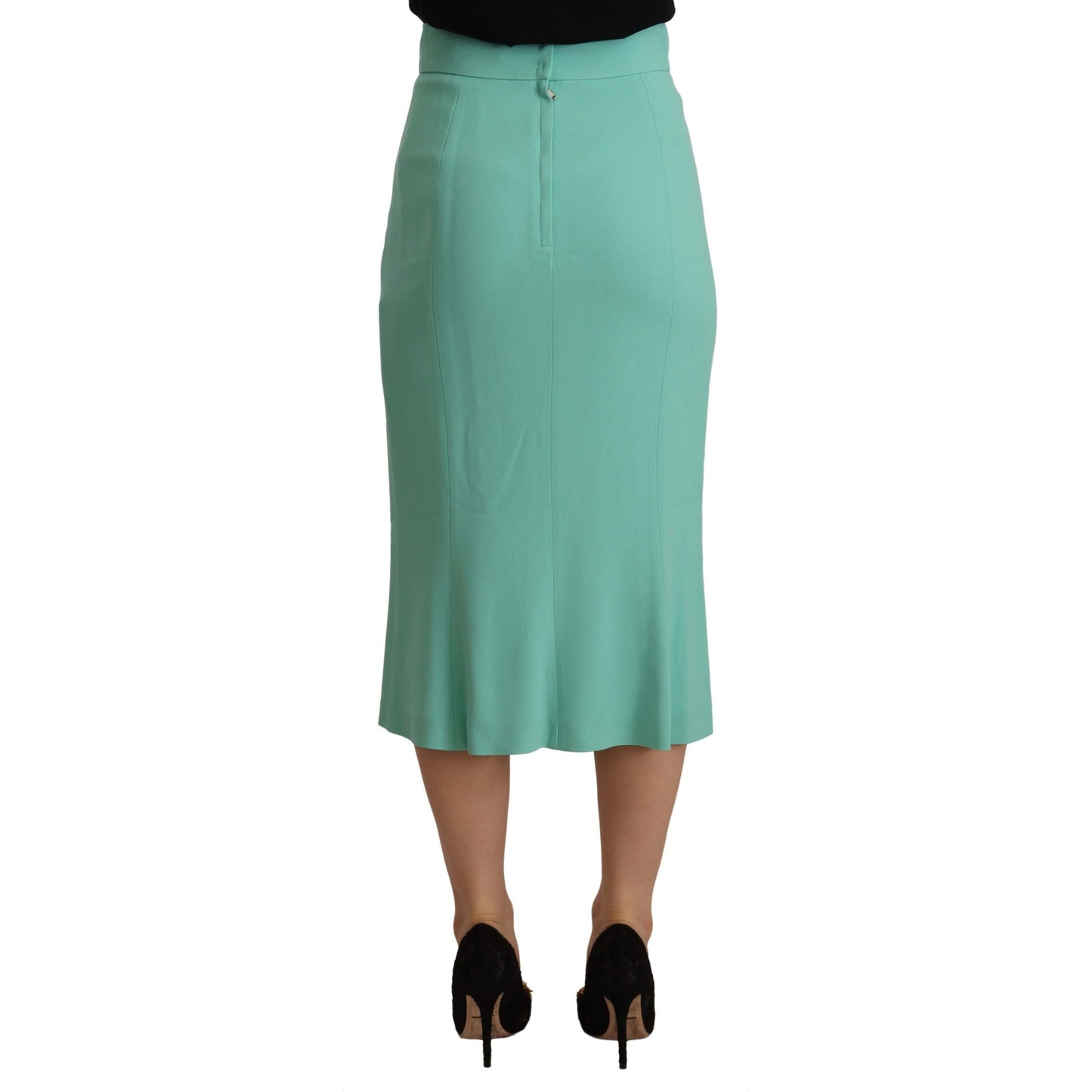 Dolce & Gabbana Mint Green Viscose Pencil Cut Midi Skirt