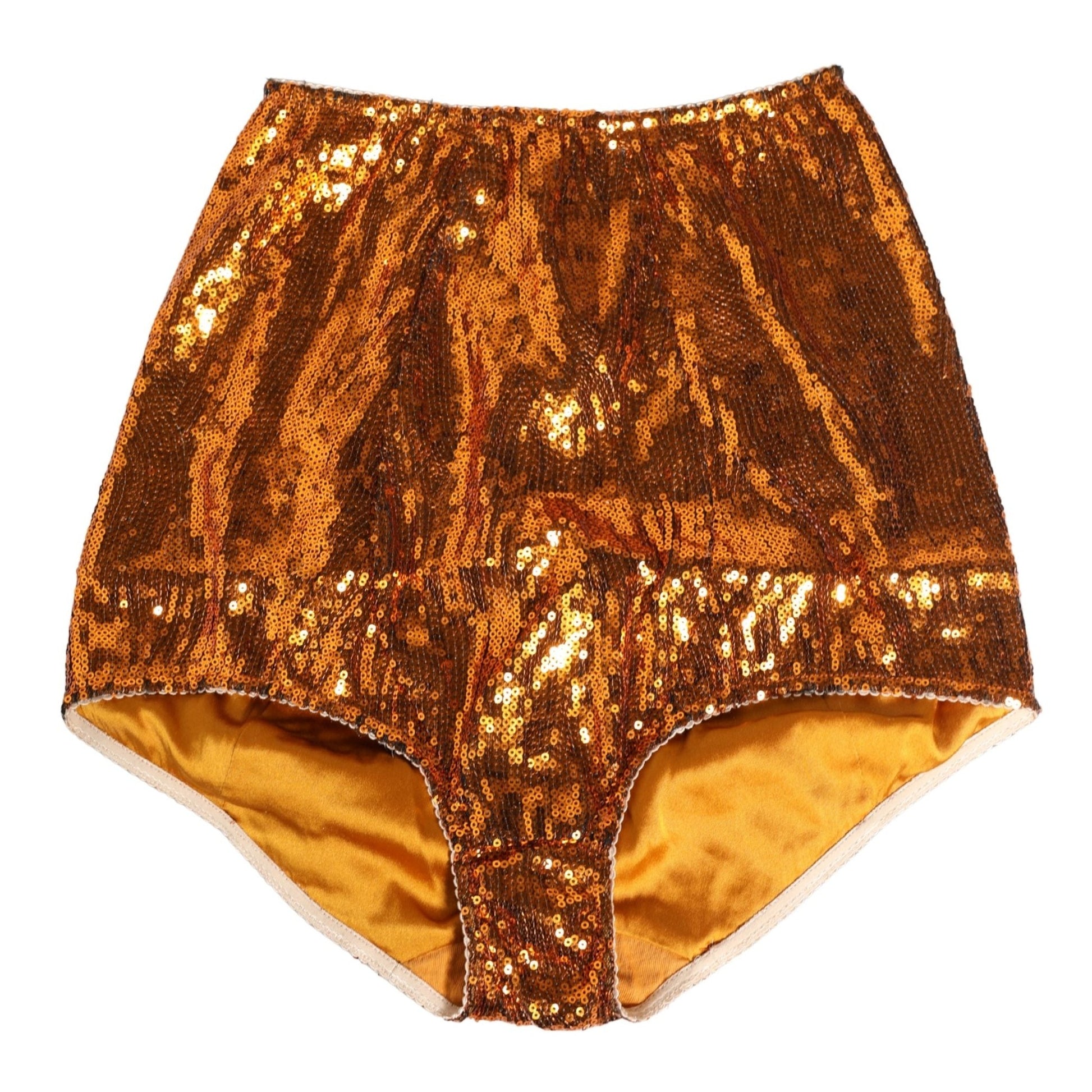 Dolce & Gabbana Orange Sequin Nylon High Waist Girdle Underwear
