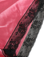 Dolce & Gabbana Pink Silk Satin Lace Trim Pajama Shorts Sleepwear