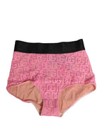 Dolce & Gabbana Pink Cotton DG Logo High Waist Girdle Underwear