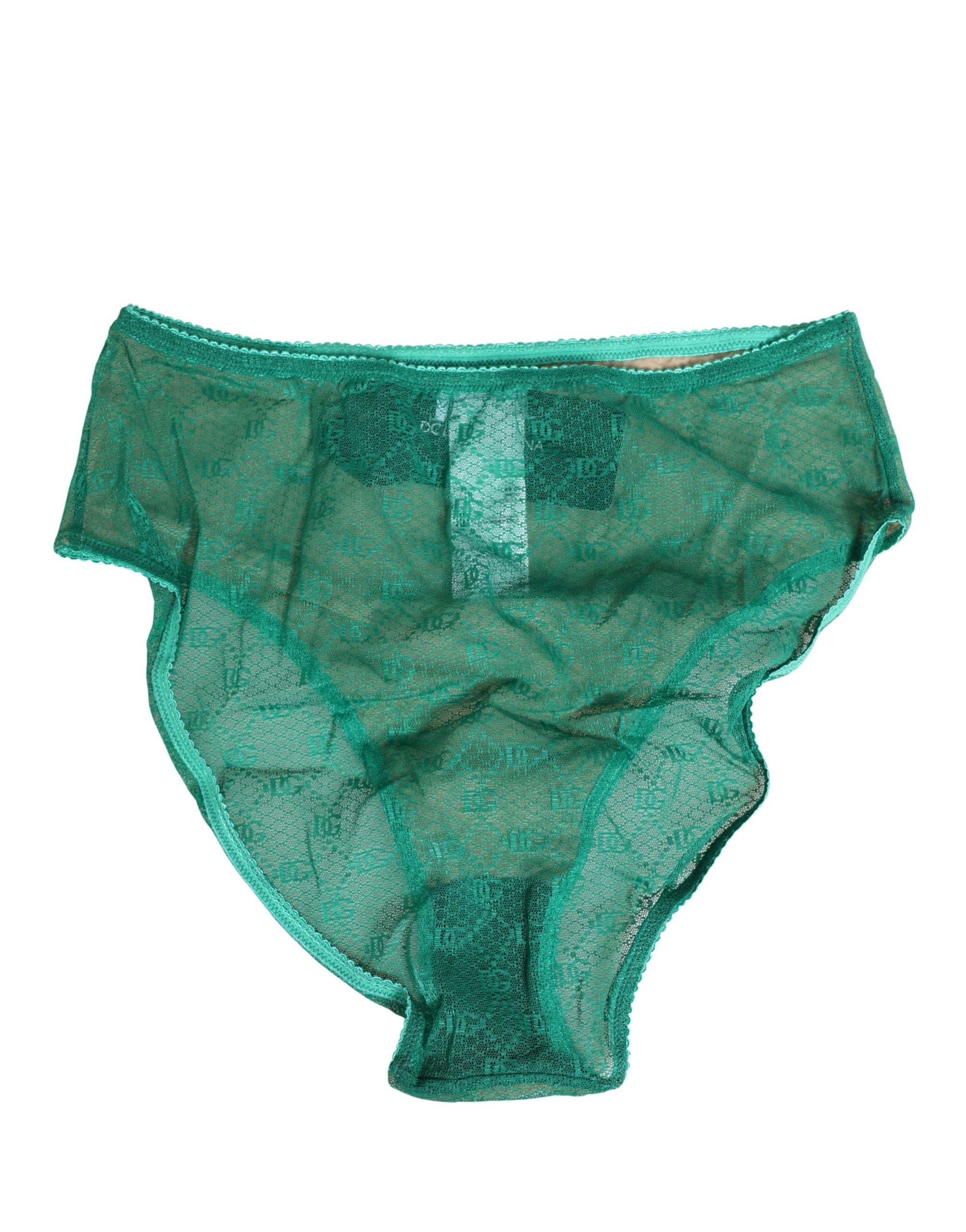 Dolce & Gabbana Green Lace Nylon DG Lingerie Panty Brief Underwear Dolce & Gabbana