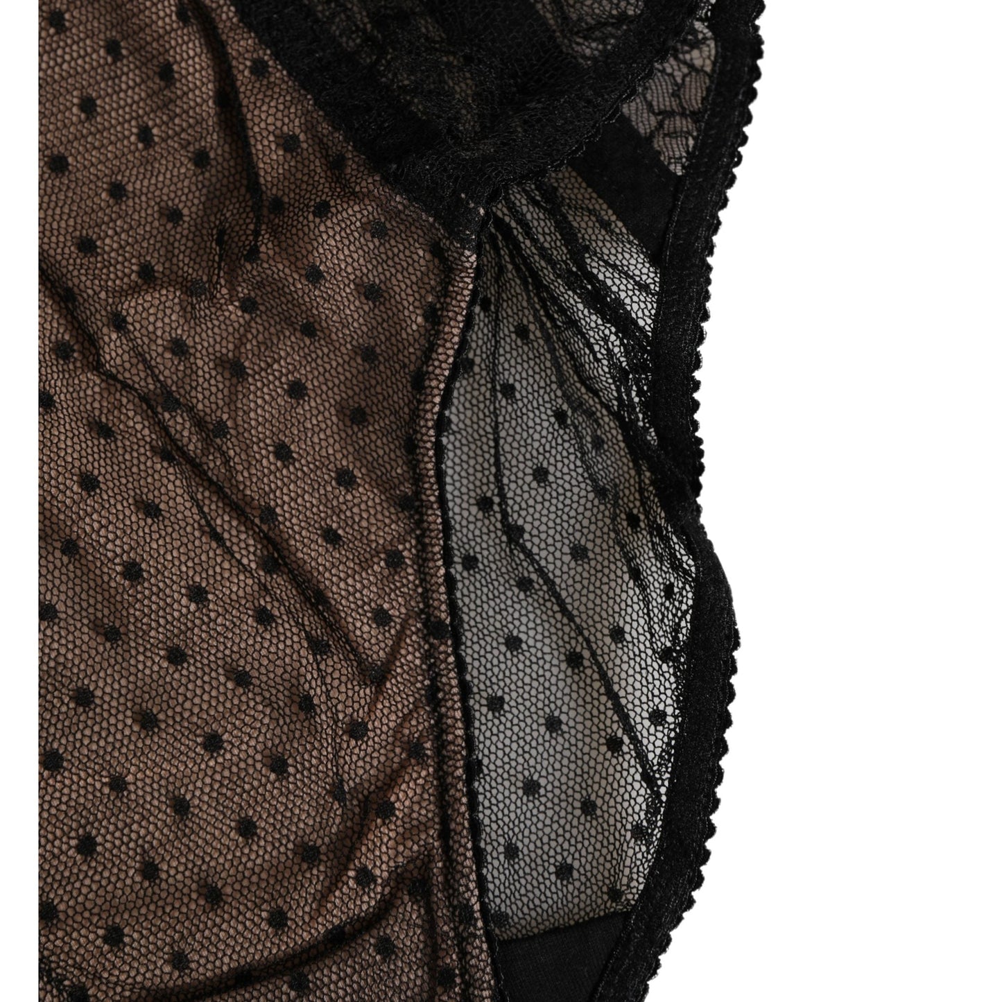 Dolce & Gabbana Black Sheer Polka Dot Lace High Waist Brief Underwear