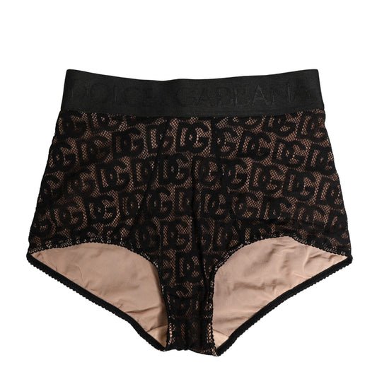 Dolce & Gabbana Black Cotton DG Logo High Waist Girdle Underwear
