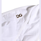 Dolce & Gabbana White Nylon DG Logo Plaque Bikini Bottom Swimwear